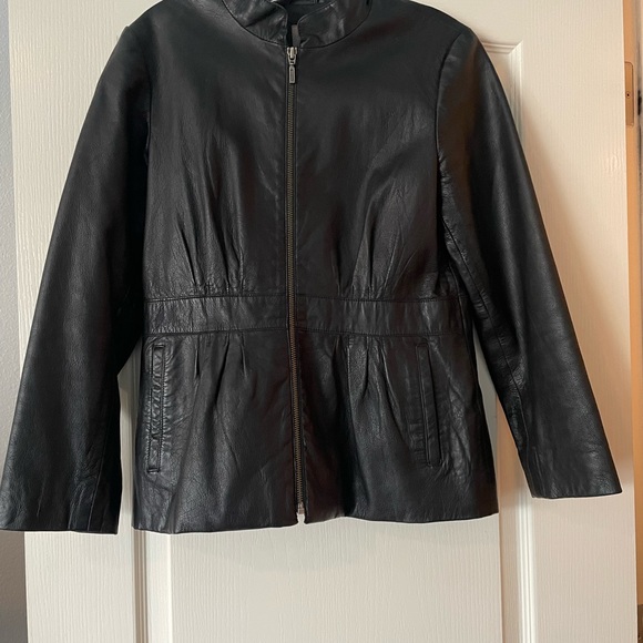 J Jill small petite black leather jacket - Picture 1 of 8